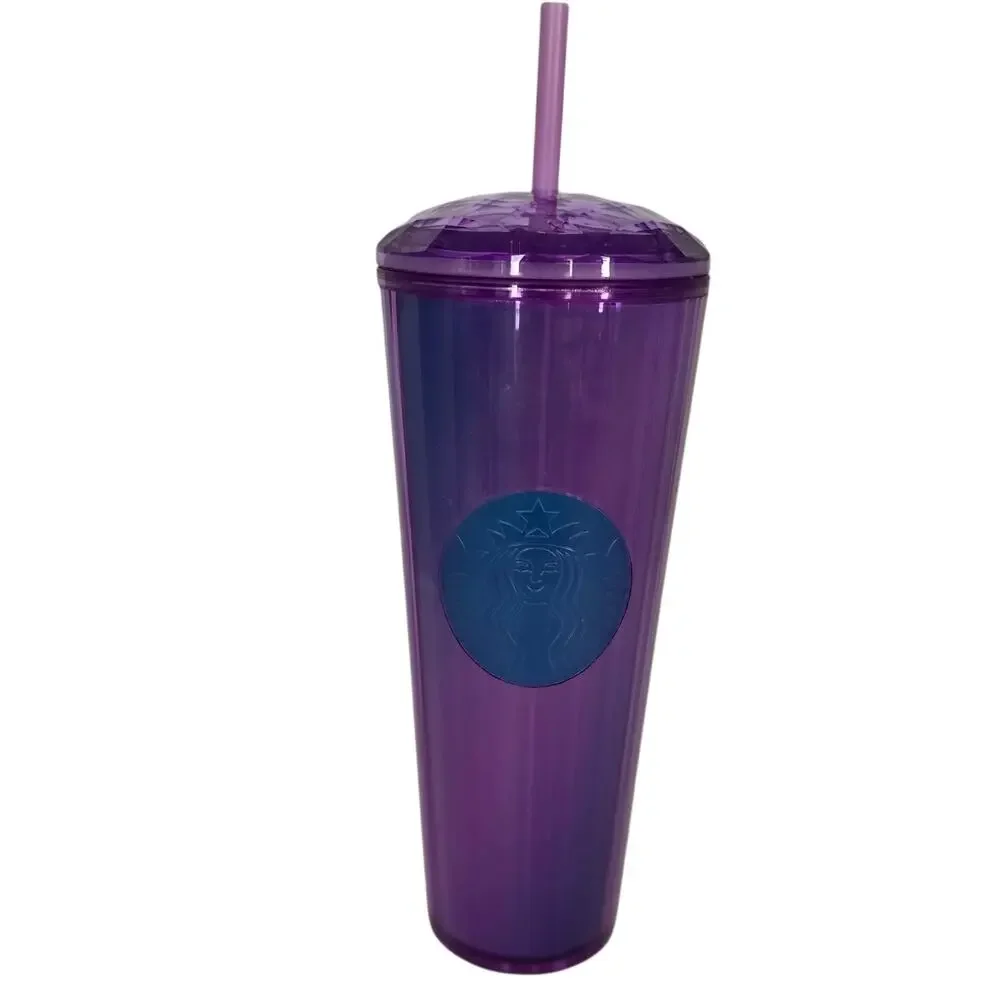 Starbucks Blue Purple Iridescent Kaleidoscope Dome Cup Tumbler 24 oz Venti
